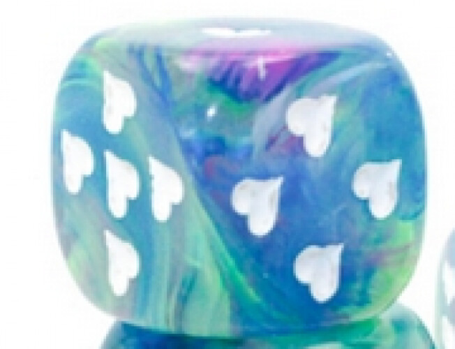 Dice D6 - Heart 16mm Festive Waterlilly/White Pips 