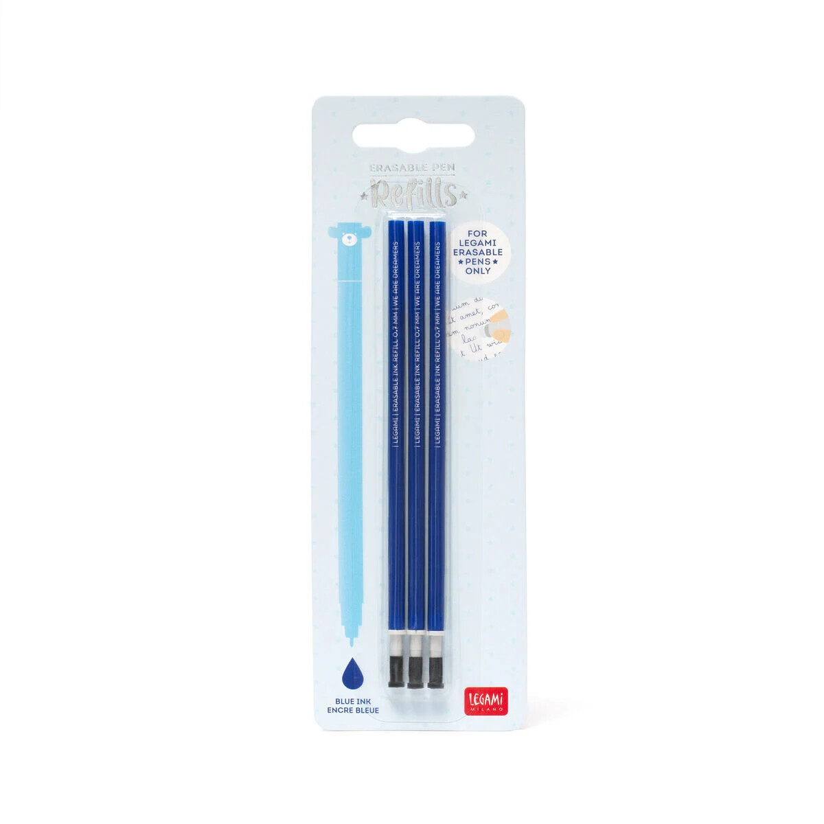 Set mit 3 Nachfüllminen für löschbare Gelstifte - Blaue Tinte - Erasable Pen